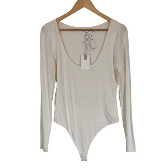 Good American Tops - Good American Womens Off White Long Sleeve Bodysuit Size‎ 3 Thong Basic NWT